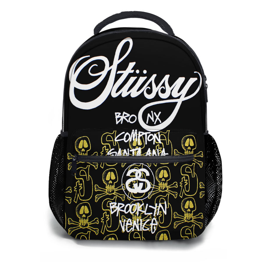 Stussy Skulls Pattern School Backpacks