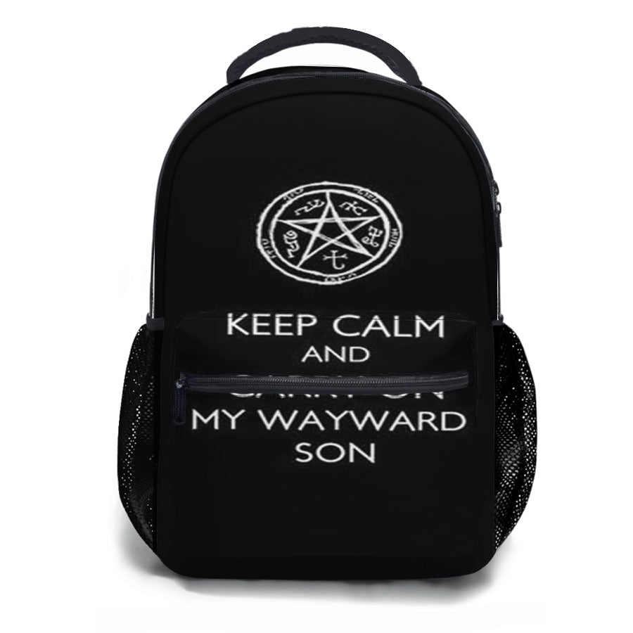 Supernatural Keep Calm Wayward Son School Backpacks