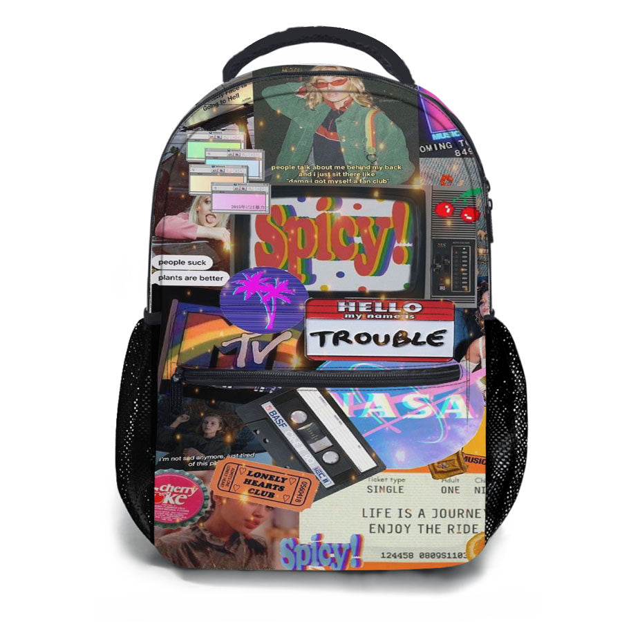 Vhs 80S Vintage Collage Pattern School Backpacks