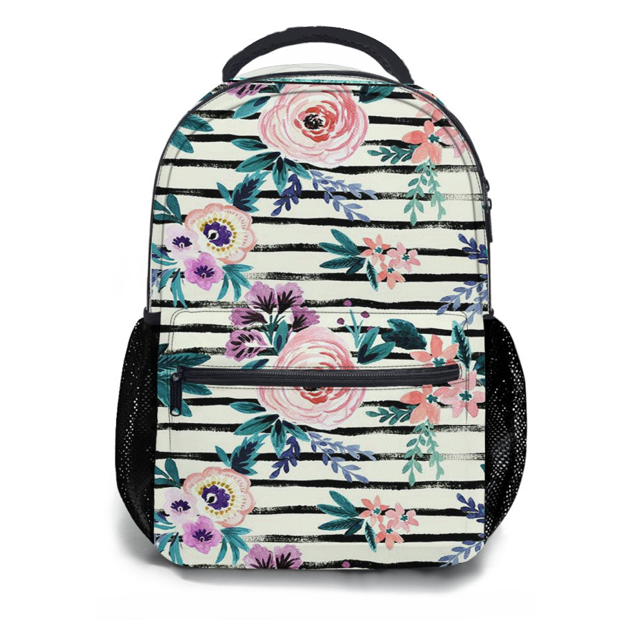 Victoria Floral Stripe School Backpacks