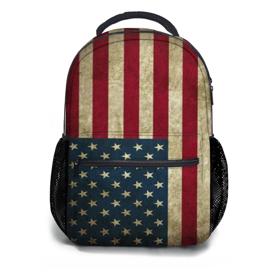 Vintage American Flag Texture School Backpacks