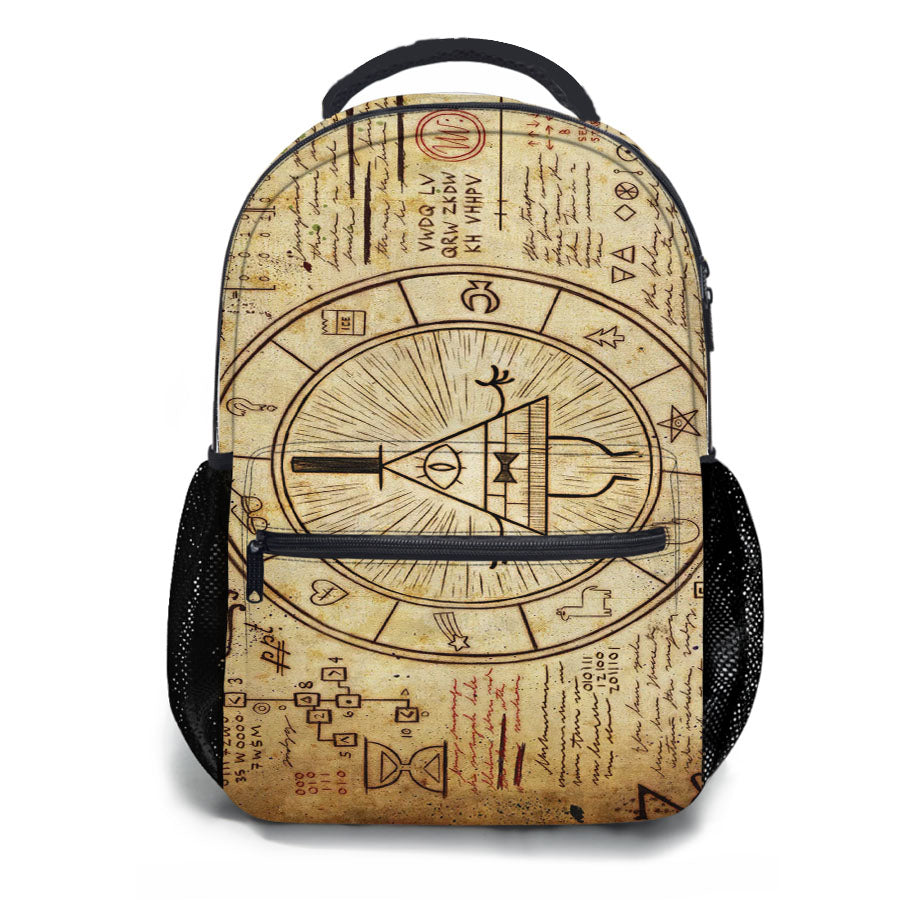 Vintage Bill Cipher Wheel Gravity Falls Art School Backpacks