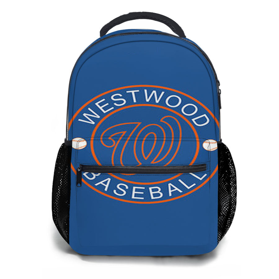 Westwood Baseball Logo Blue School Backpacks