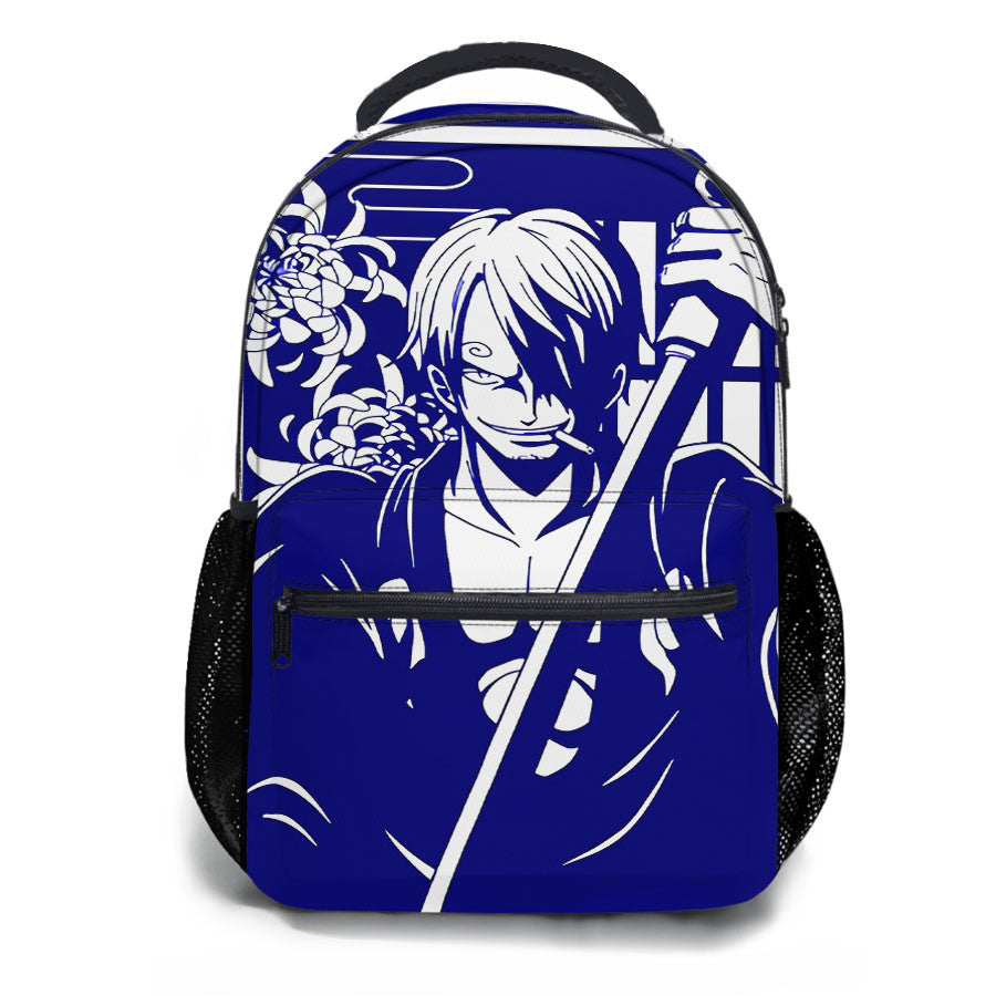 Sanji One Piece Silhouette Blue School Backpacks
