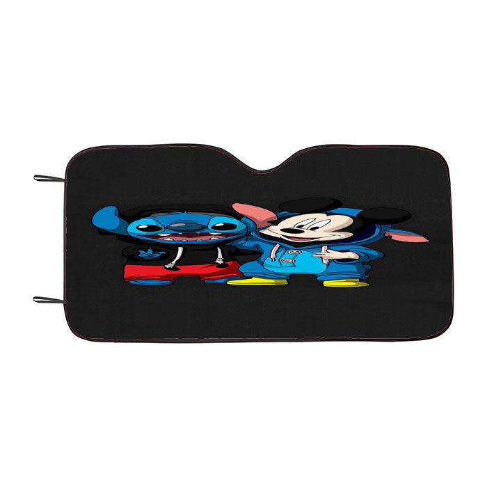 Baby Mickey Mouse And Baby Stitch Car Auto Sun Shade Windshield Cover