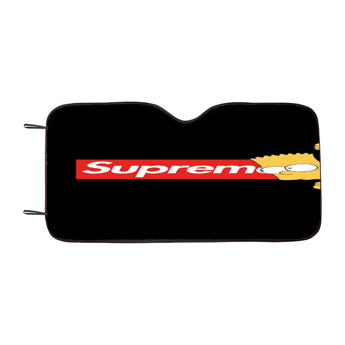 Bart Simpson Takes A Peek At The Supreme Car Auto Sun Shade Windshield Cover