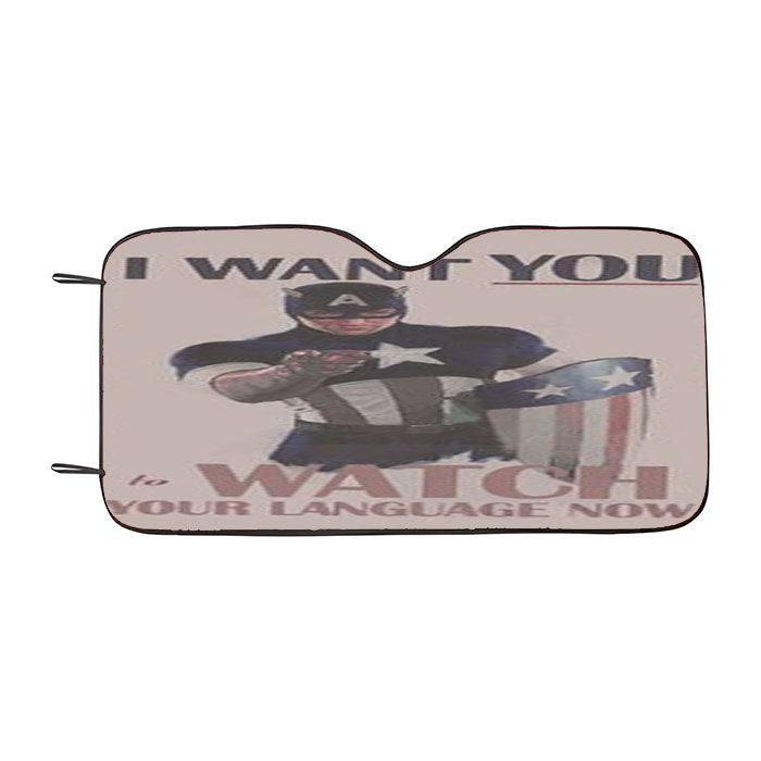 Captain America Watch Language Quotes Car Auto Sun Shade Windshield Cover