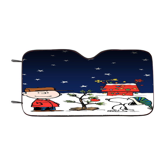 Charlie Brown And Snoopy Playing Snow Car Auto Sun Shade Windshield Cover