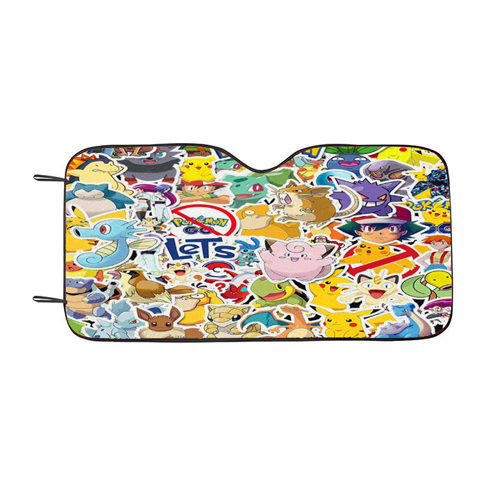 Cute All Pokemon Cartoon Characters Sticker Collection Car Auto Sun Shade Windshield Cover