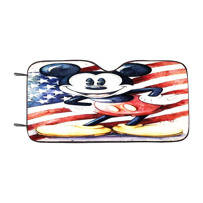Dinsey Mickey Mouse Retro Usa Flag Car Auto Sun Shade Windshield Cover