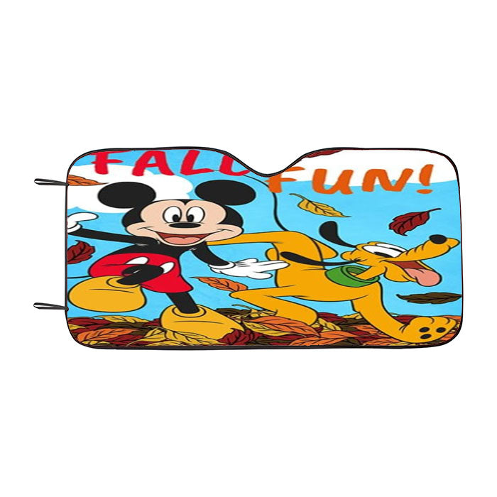 Fall Fun Mickey And Pluto Car Auto Sun Shade Windshield Cover