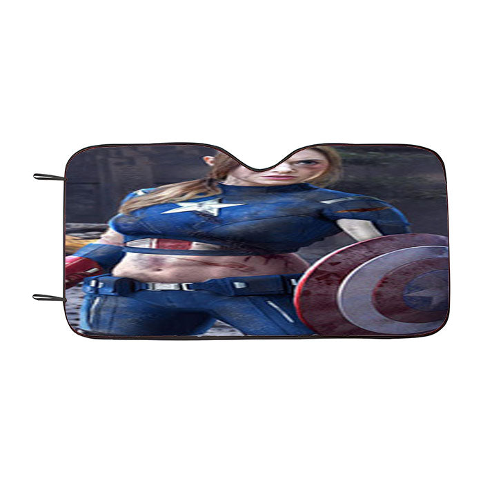 Female Captain America Car Auto Sun Shade Windshield Cover