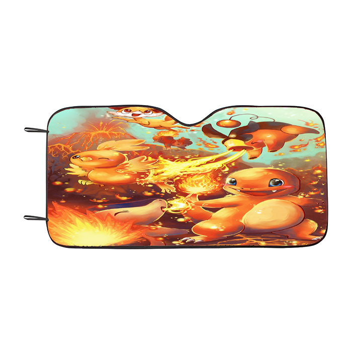Fire Starters Pokemon Car Auto Sun Shade Windshield Cover