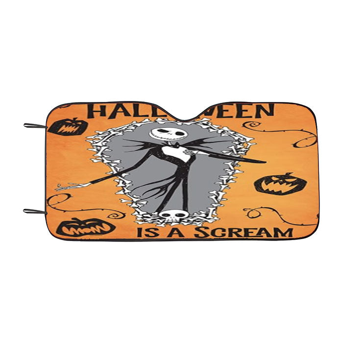 Halloween Is A Scream Jack Skellington Car Auto Sun Shade Windshield Cover