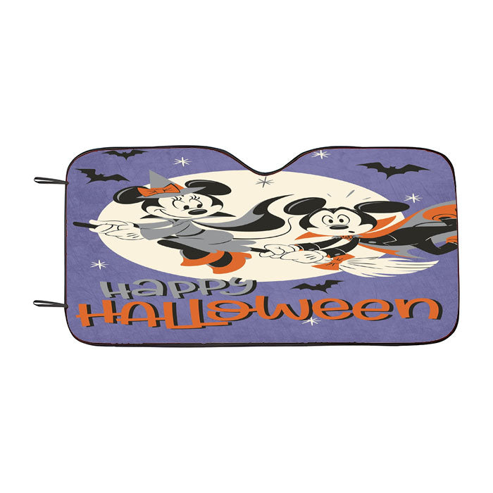 Halloween Mickey & Minnie Broom Flight Car Auto Sun Shade Windshield Cover