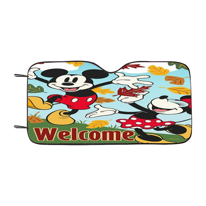 Happy Fall Leaves Mickey And Minnie Car Auto Sun Shade Windshield Cover