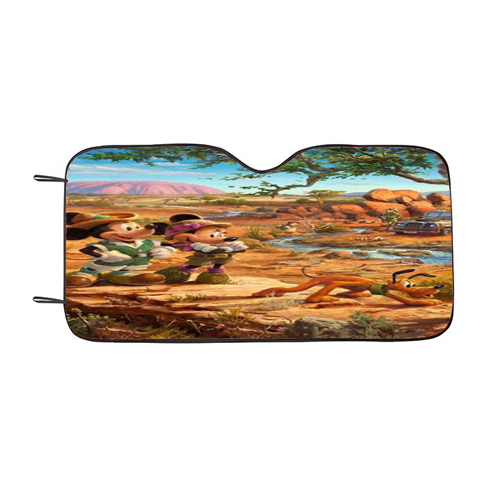 Mickey And Minnie In The Outback Car Auto Sun Shade Windshield Cover