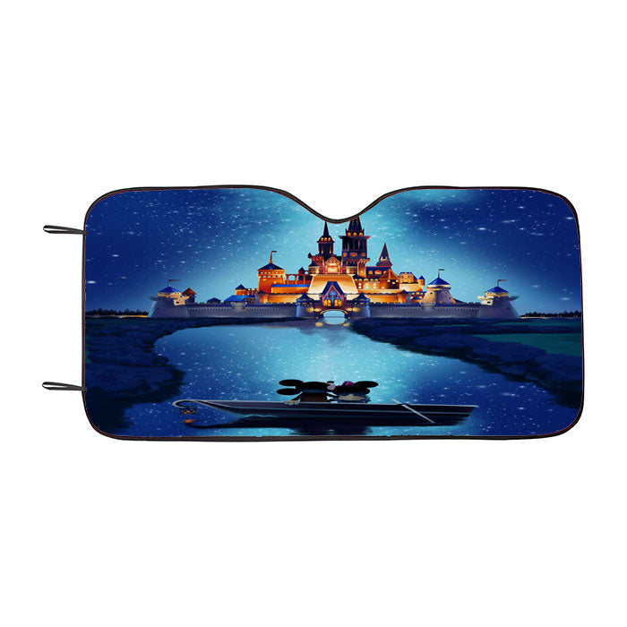 Mickey And Minnie Mouse At Castle Night Car Auto Sun Shade Windshield Cover