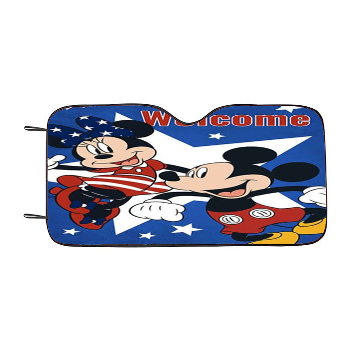 Mickey And Minnie Usa Welcome Car Auto Sun Shade Windshield Cover