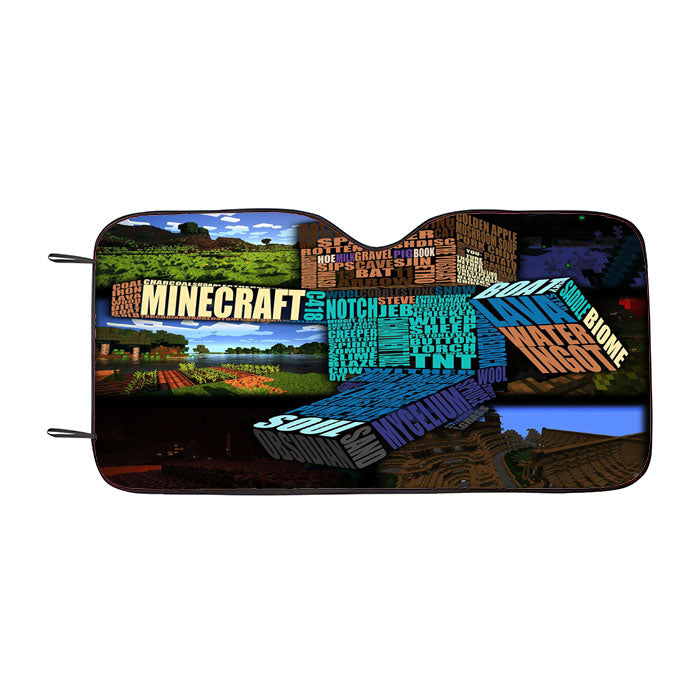 Minecraft Steve Typograpghy Car Auto Sun Shade Windshield Cover