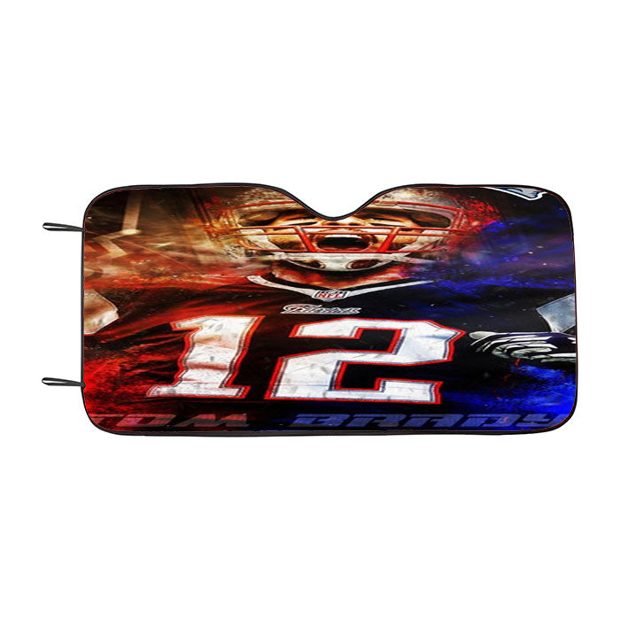 Nfl Patriots 12 Tom Brady Car Auto Sun Shade Windshield Cover
