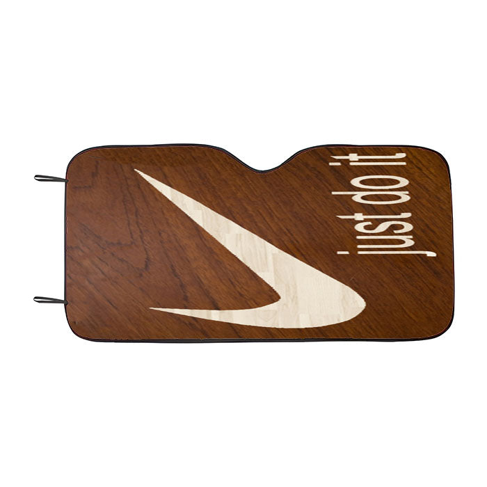 Nike Just Do It Cream Wood Car Auto Sun Shade Windshield Cover