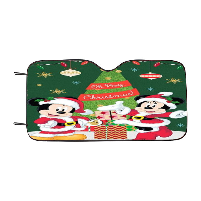 Oh Boy Christmas Mickey And Minnie Car Auto Sun Shade Windshield Cover