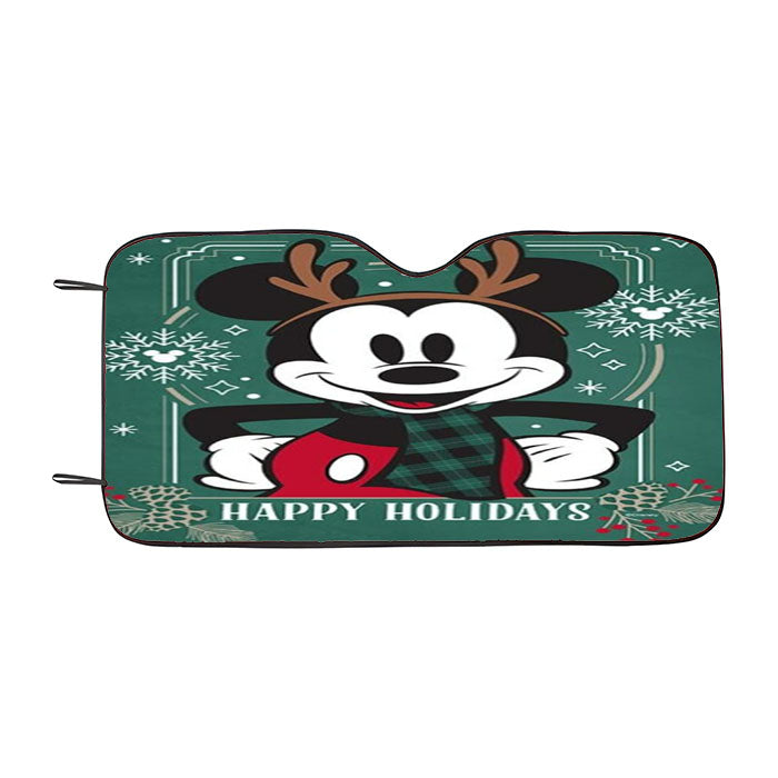 Reindeer Holiday Mickey Car Auto Sun Shade Windshield Cover