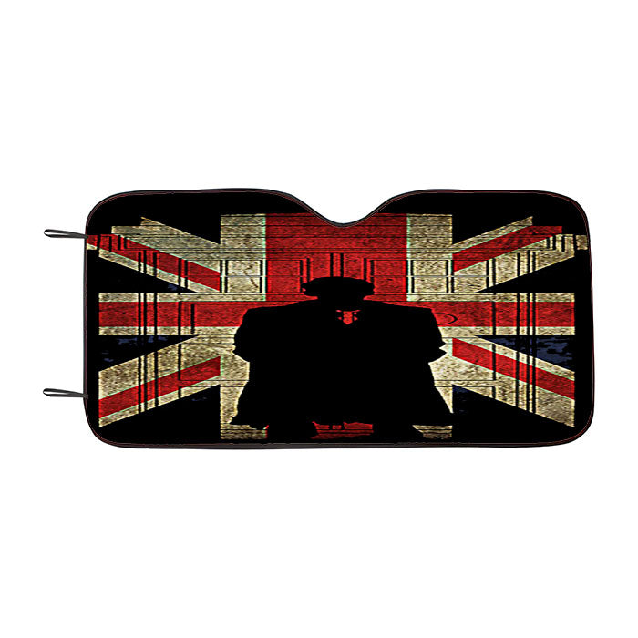 Sherlock Holmes And Union Jack Flag Car Auto Sun Shade Windshield Cover
