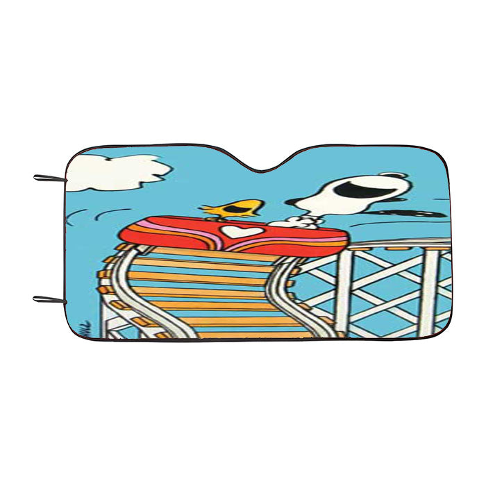 Snoopy Woodstock Rollercoaster Car Auto Sun Shade Windshield Cover