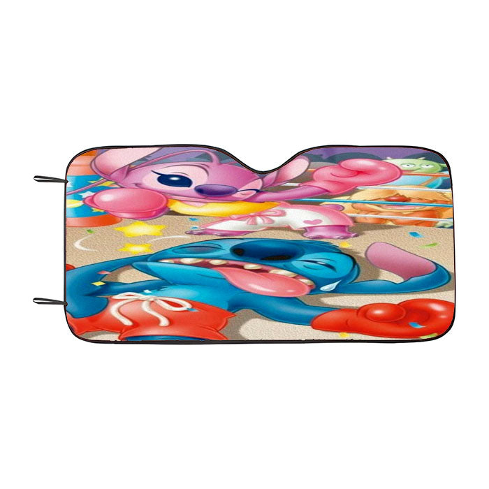 Stitch And Angel Ring Fight Car Auto Sun Shade Windshield Cover