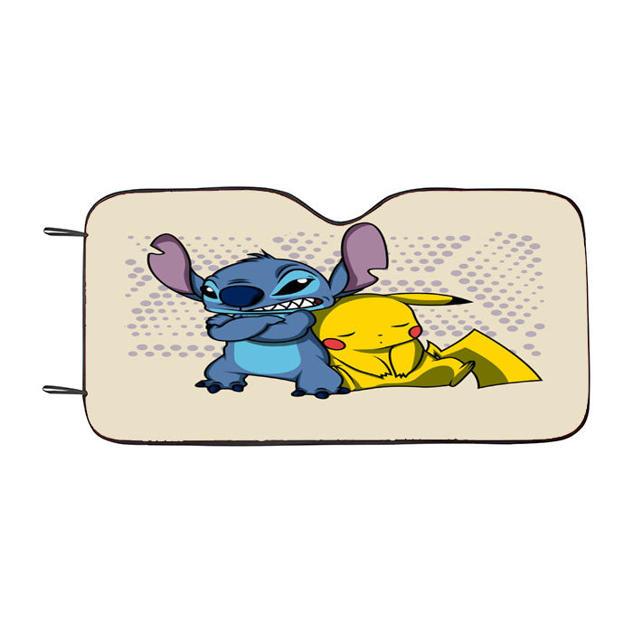 Stitch And Pika Car Auto Sun Shade Windshield Cover
