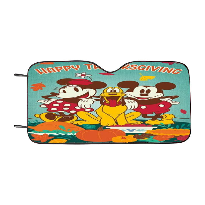 Thanksgiving Feast Mickey And Minnie Car Auto Sun Shade Windshield Cover