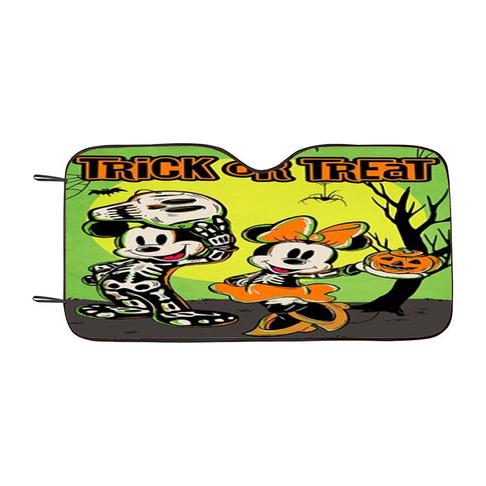 Trick Or Treat Mickey And Minnie Mouse Car Auto Sun Shade Windshield Cover