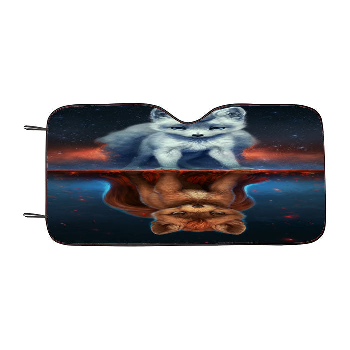 Upside Down Mirror Vulpix Pokemon Car Auto Sun Shade Windshield Cover