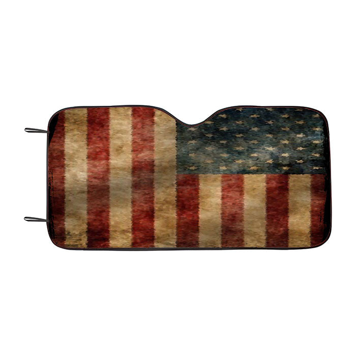 Vintage American Flag Car Auto Sun Shade Windshield Cover
