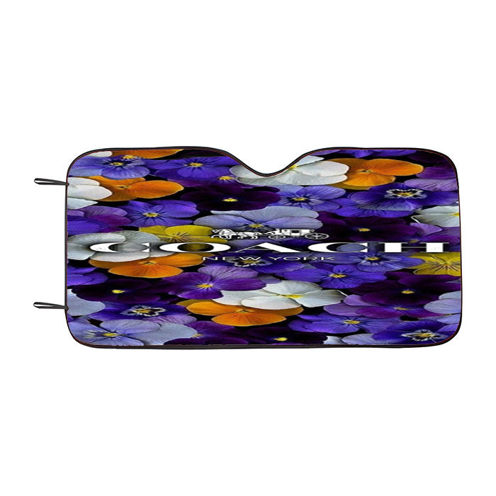 Purple Flowers Coach New York Car Auto Sun Shade Windshield Cover
