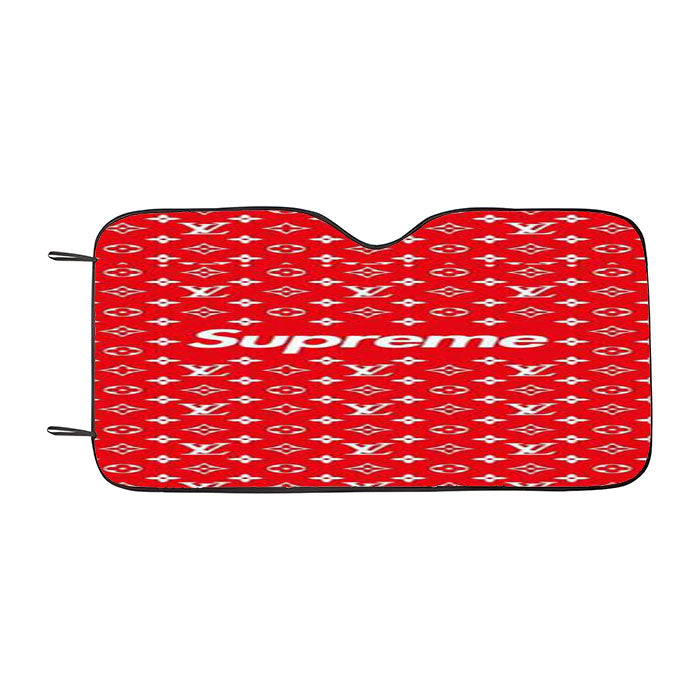 Red Louis Vuitton Supreme Car Auto Sun Shade Windshield Cover