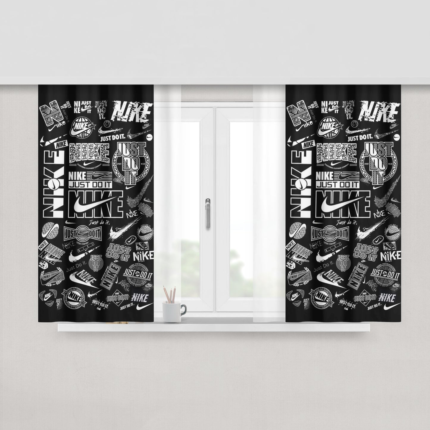 Pattern Basketball Just Do It Nike Style Peach Skin Window Curtains