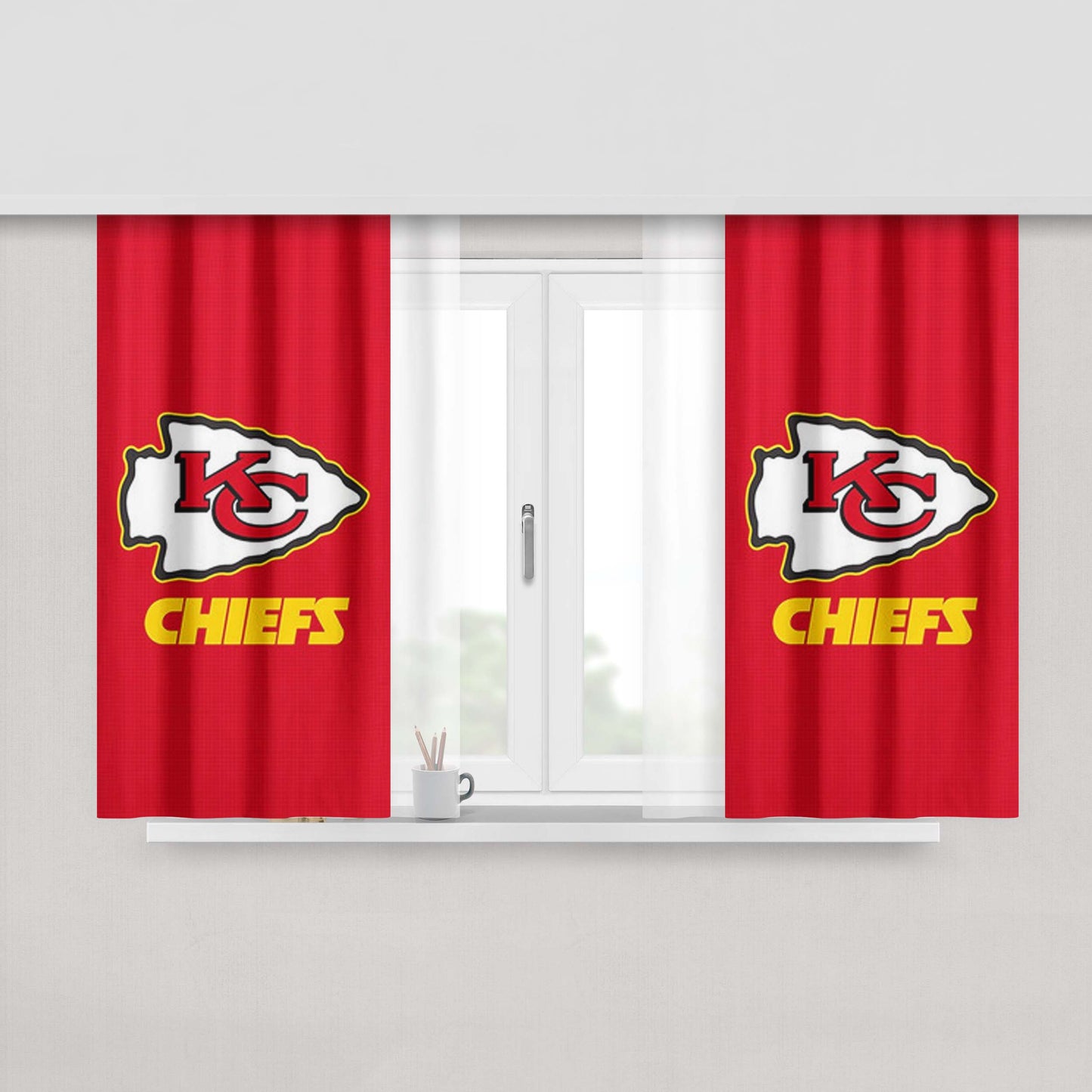Kansas City Chiefs 2 Peach Skin Window Curtains