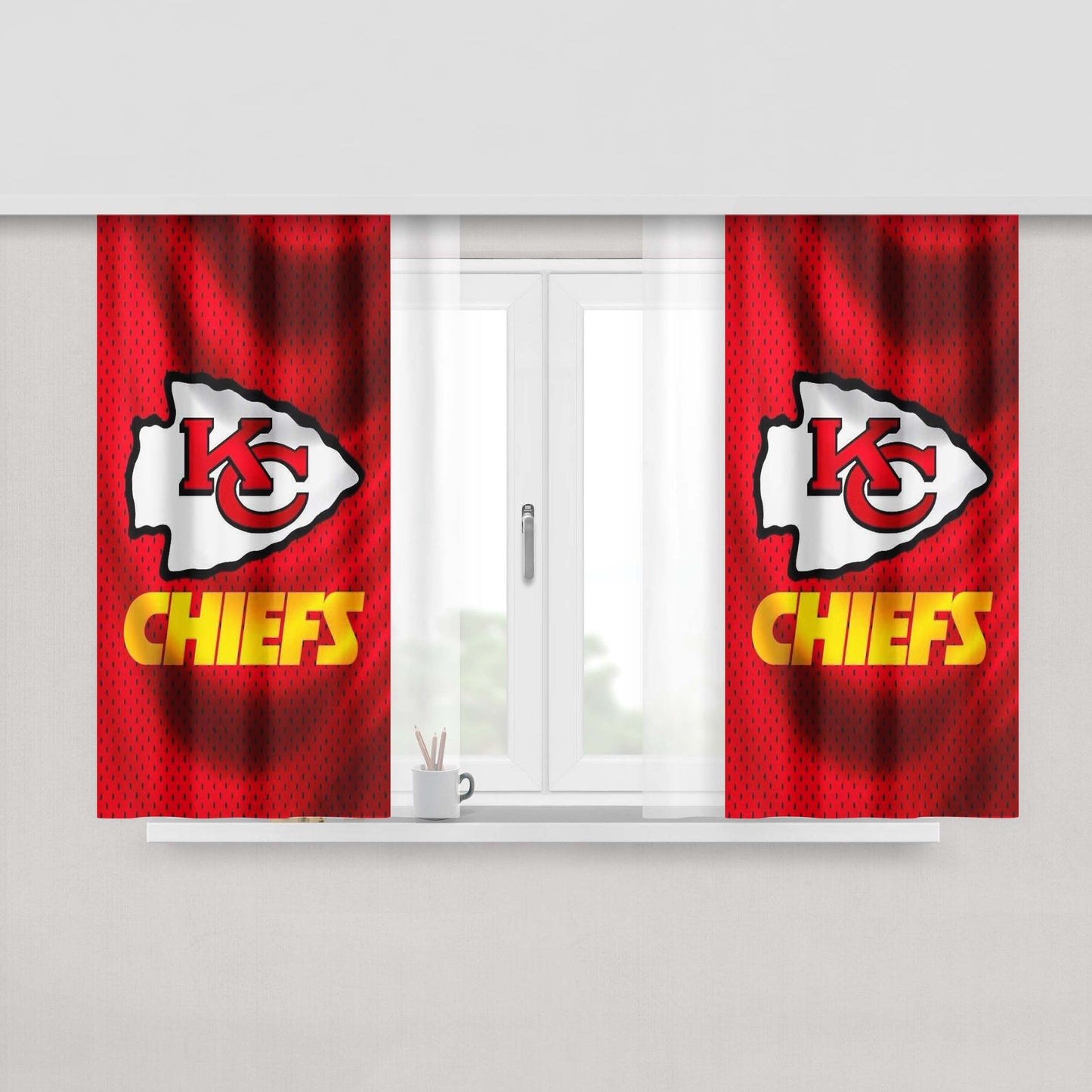Kansas City Chiefs Jersey Texture Wallpaper Peach Skin Window Curtains