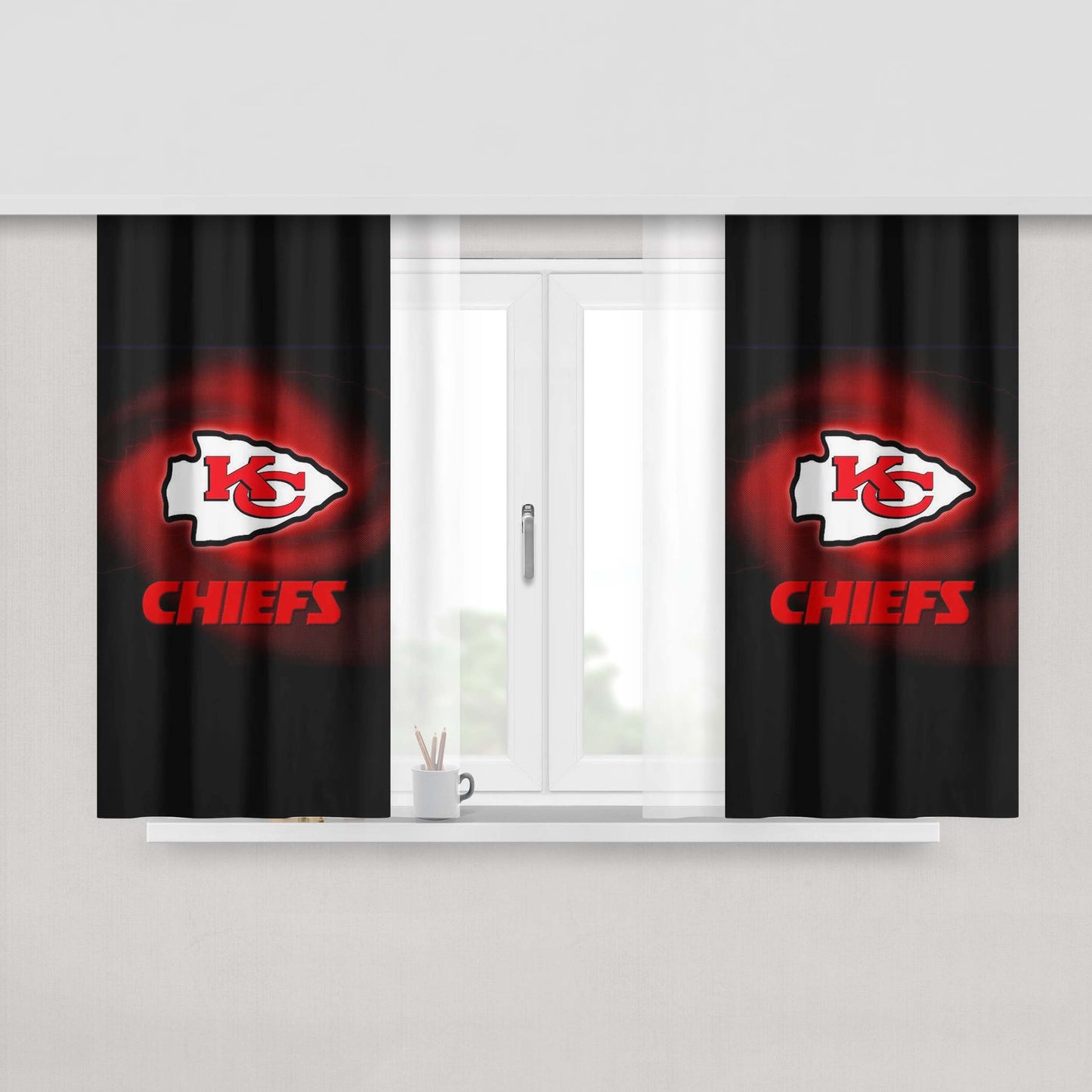 Kansas City Chiefs Logo Peach Skin Window Curtains