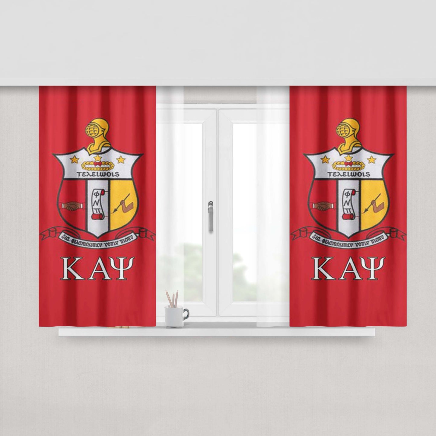 Kappa Alpha Psi Red Crest Peach Skin Window Curtains