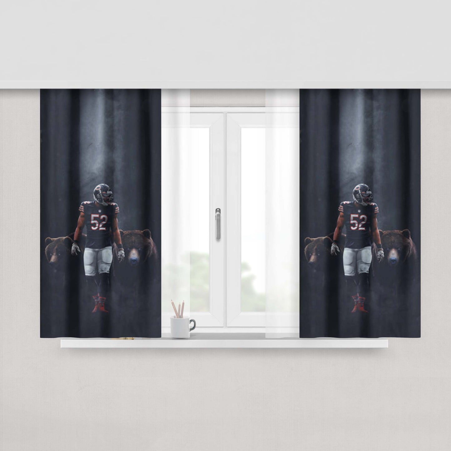 Khalil Mack Chicago Bears Peach Skin Window Curtains