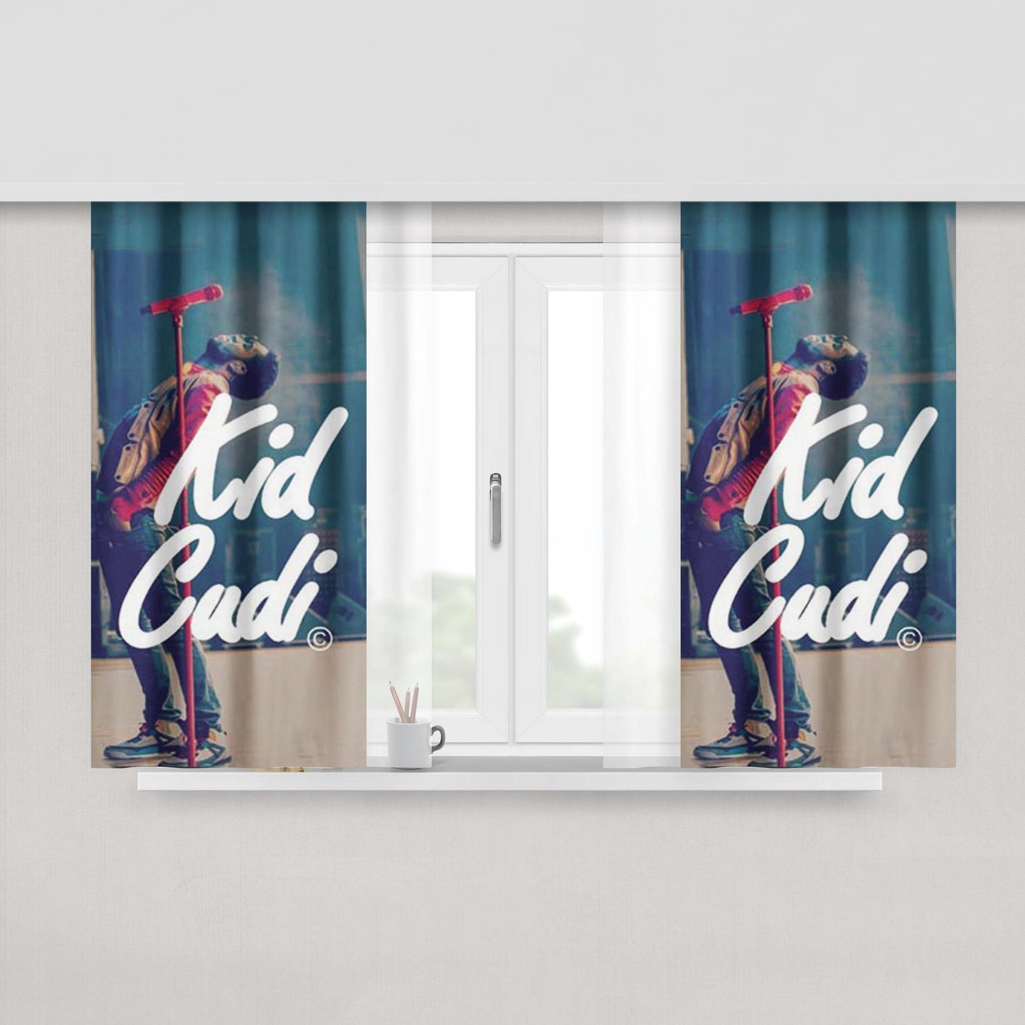 Kid Cudi Red Mike Peach Skin Window Curtains
