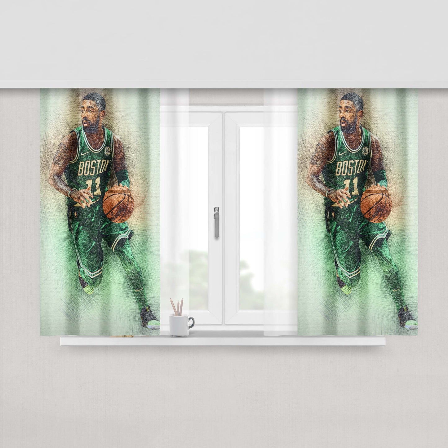 Kyrie Andrew Irving Artwork Peach Skin Window Curtains