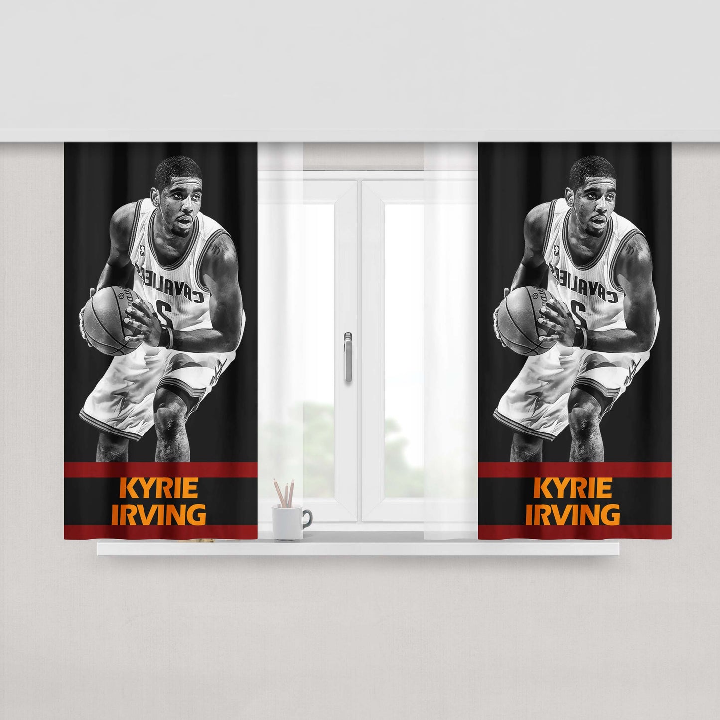 Kyrie Irving 8Bit Peach Skin Window Curtains