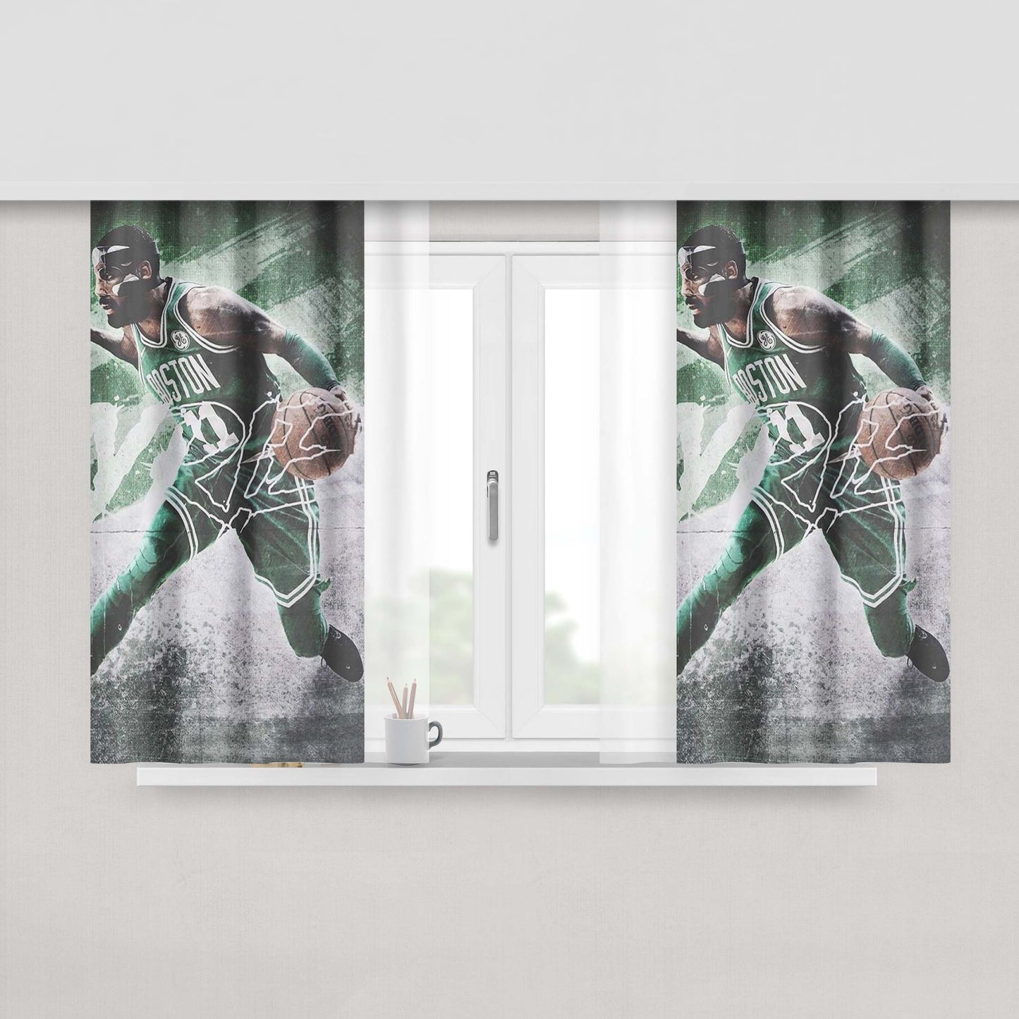 Kyrie Irving Boston Be Long To Me Peach Skin Window Curtains