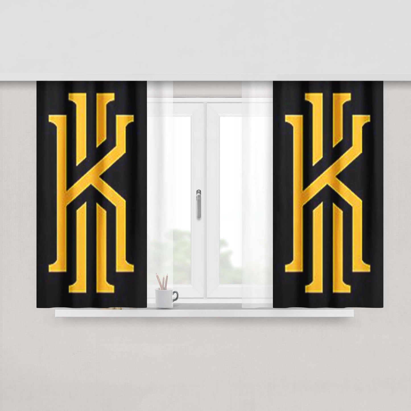 Kyrie Irving Boston Celtics Logo Peach Skin Window Curtains