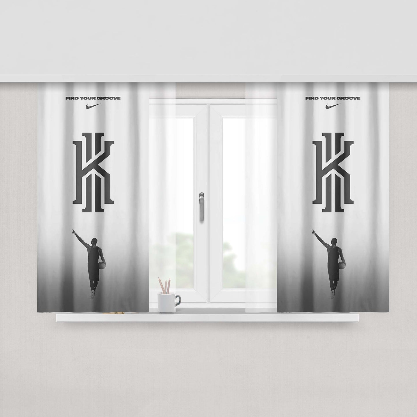 Kyrie Irving Find Your Groove Peach Skin Window Curtains